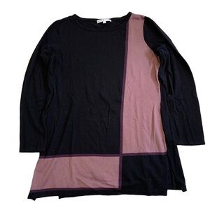 Cleo Colorblock Sweater Black and Mauve L